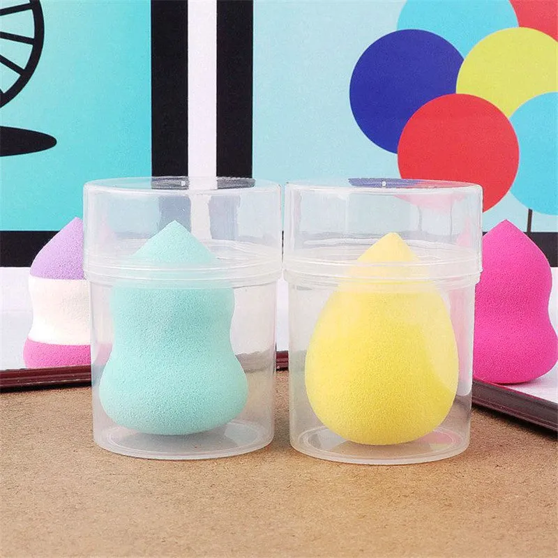 Round Plastic Empty Beauty Makeup Sponge Puff Holder Stand Storage Box Portable Trave Face Powder Cosmetic Egg Puff Case
