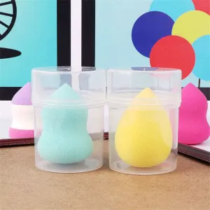 Round Plastic Empty Beauty Makeup Sponge Puff Holder Stand Storage Box Portable Trave Face Powder Cosmetic Egg Puff Case