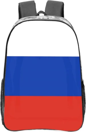 Russian Flag Transparent Backpack-16-Inch Pvc Clear Backpack With Side Pockets,Black
