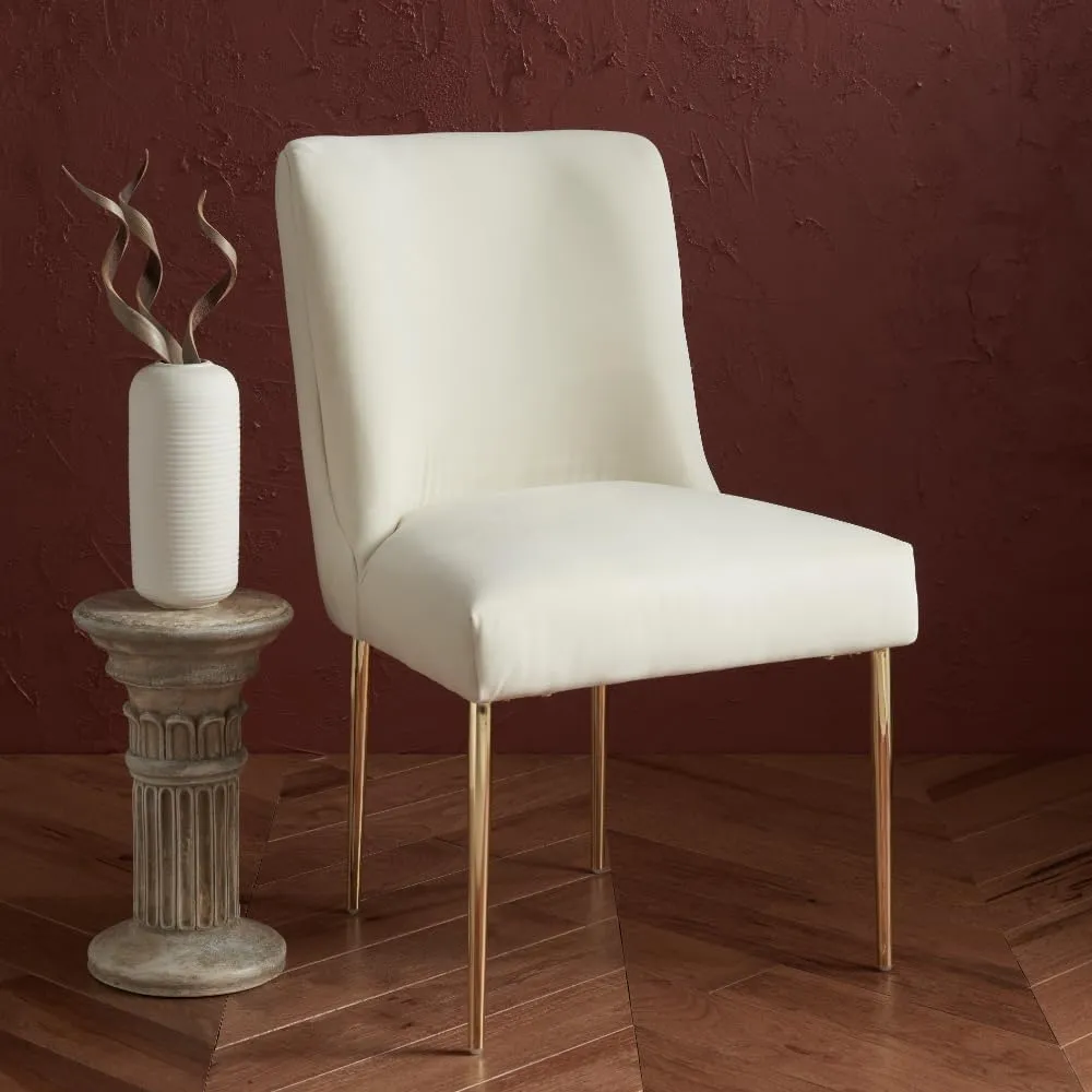 SAFAVIEH Couture Collection Nolita Cream Velvet/Brass Leg Dining Chair