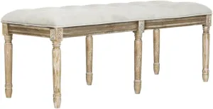Safavieh Home Collection Rocha French Brasserie Tufted Grey and Rustic Oak 19-inch Wood Bench