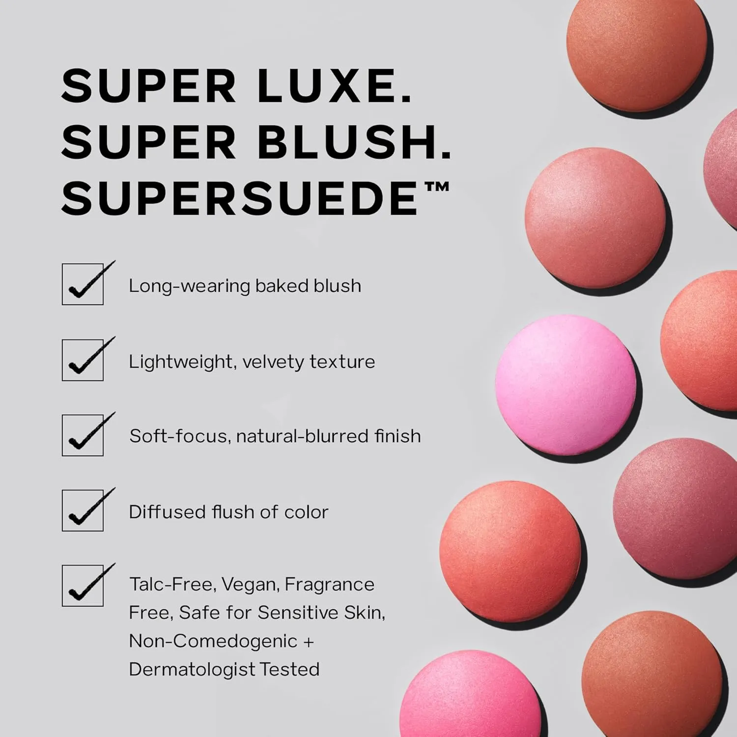 Saie SuperSuede Baked Blush - Talc-Free Powder Blush for All Day Wear - Enriched with Plant-Derived Squalane   Glycerin to Help Moisturize Dry Skin - Stella (.01 Ounce)