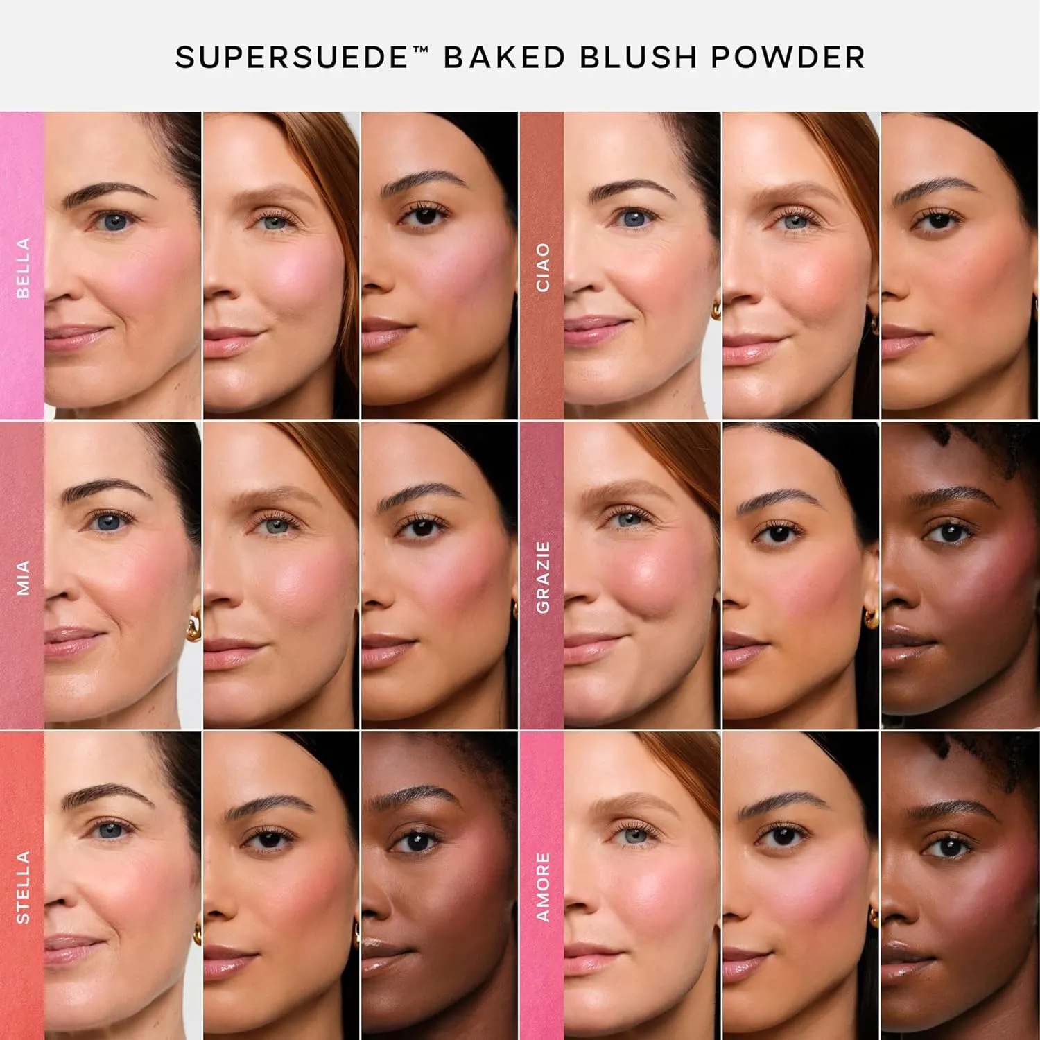 Saie SuperSuede Baked Blush - Talc-Free Powder Blush for All Day Wear - Enriched with Plant-Derived Squalane   Glycerin to Help Moisturize Dry Skin - Stella (.01 Ounce)
