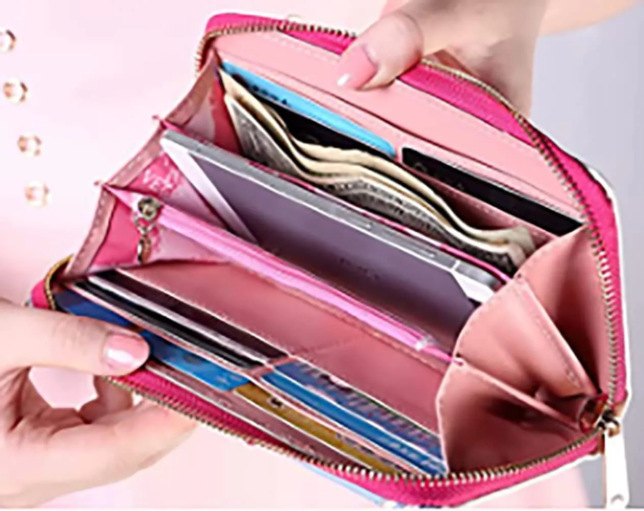 Sailor Moon Kawaii Women Wallet PU Leather Long Credit Card Case Holder Cellphone Pouch Girls Zipper Coins Purse (Pink)