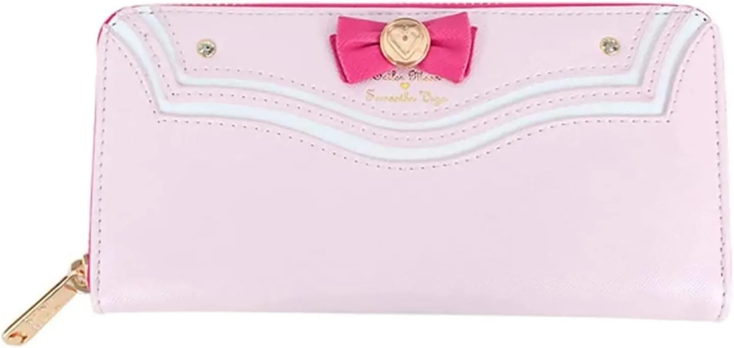 Sailor Moon Kawaii Women Wallet PU Leather Long Credit Card Case Holder Cellphone Pouch Girls Zipper Coins Purse (Pink)