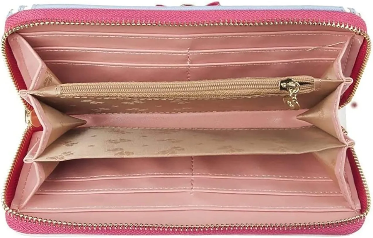 Sailor Moon Kawaii Women Wallet PU Leather Long Credit Card Case Holder Cellphone Pouch Girls Zipper Coins Purse (Pink)