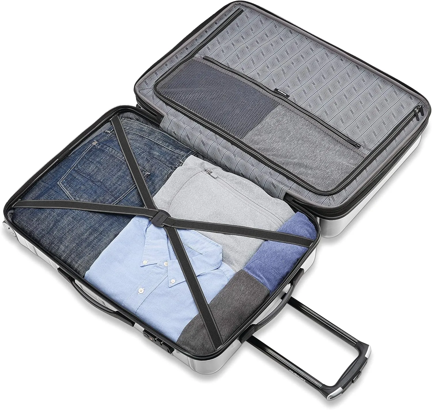 Samsonite Omni 2 Hardside Expandable Luggage with Spinner Wheels, 2PC SET (CO/L), Arctic Silver