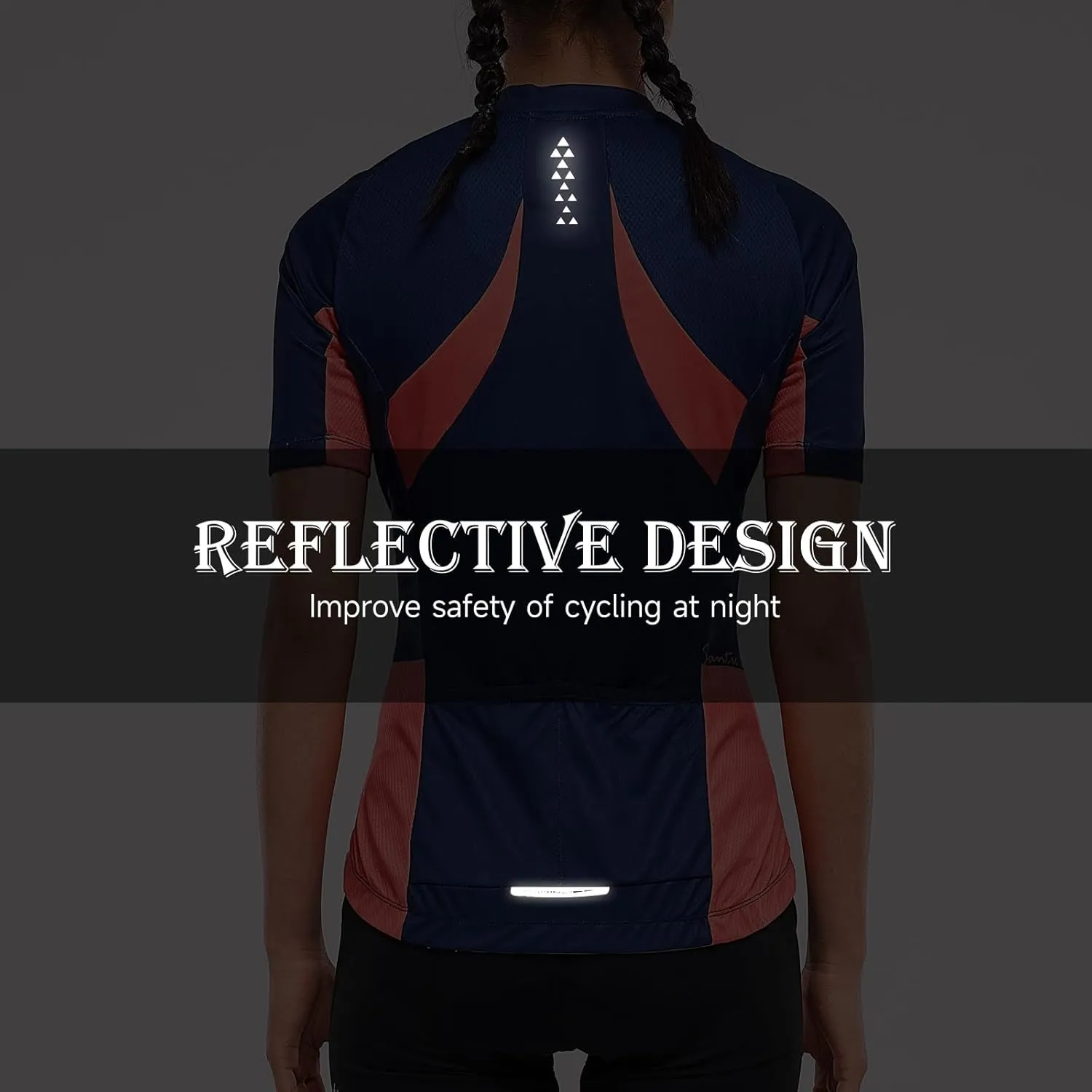 Santic Women's Cycling Jersey Short Sleeve Biking Shirt Full Zip Tops with 3 Pockets Breathable Quick Dry