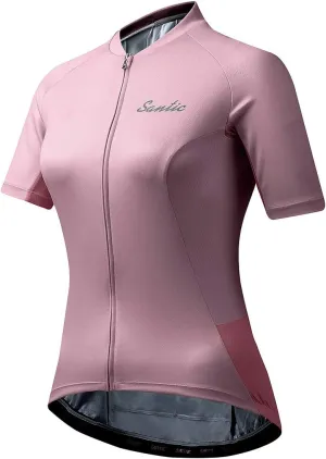 Santic Women's Cycling Jersey Short Sleeve Biking Shirt Full Zip Tops with 3 Pockets Breathable Quick Dry