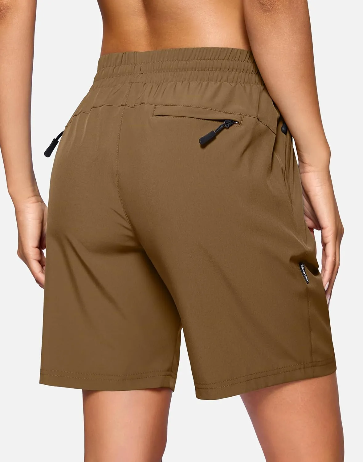 SANTINY Women's 7''/ 9'' Hiking Shorts with 3 Zipper Pockets Lightweight Quick Dry Long Athletic Golf Shorts for Women Casual