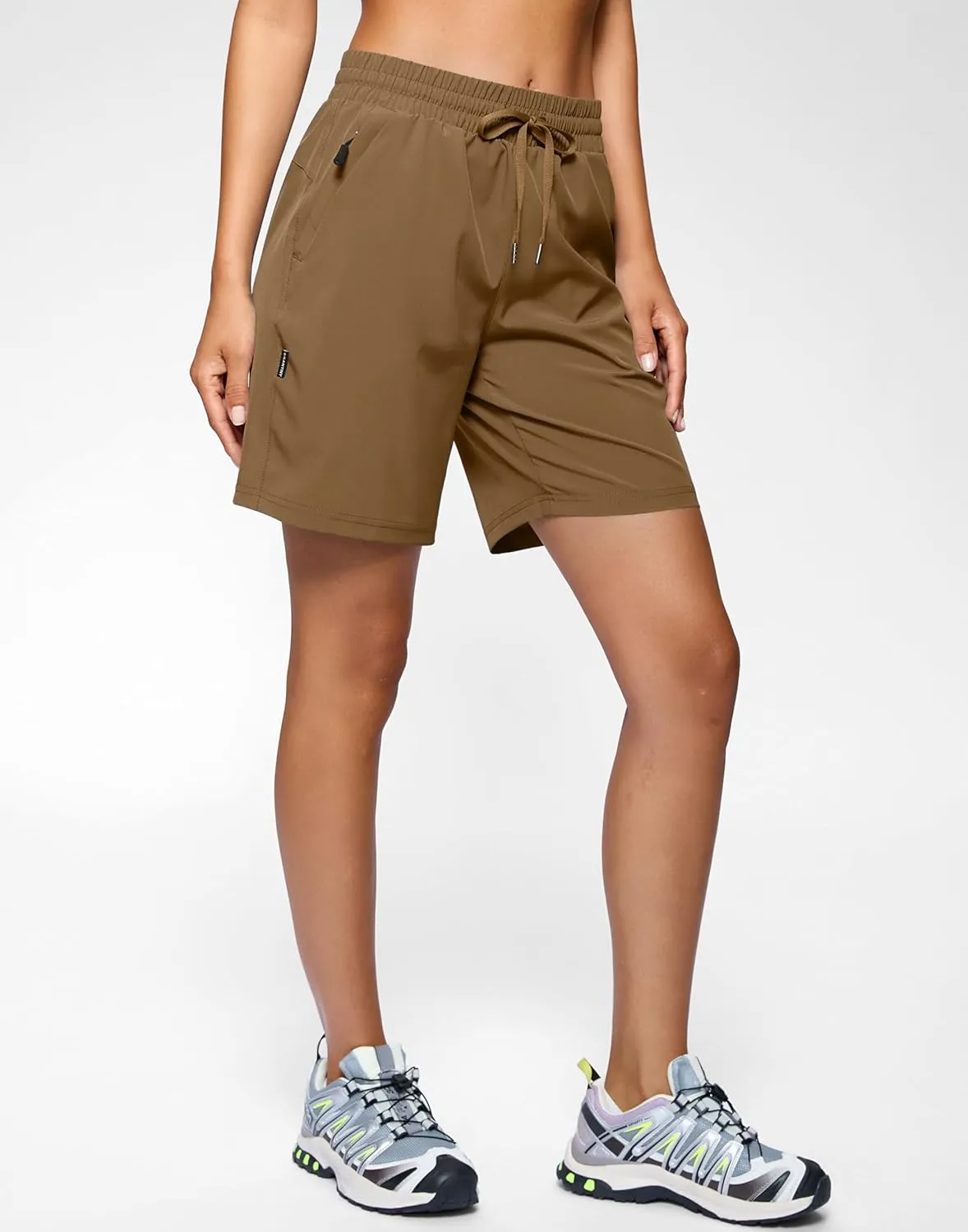 SANTINY Women's 7''/ 9'' Hiking Shorts with 3 Zipper Pockets Lightweight Quick Dry Long Athletic Golf Shorts for Women Casual
