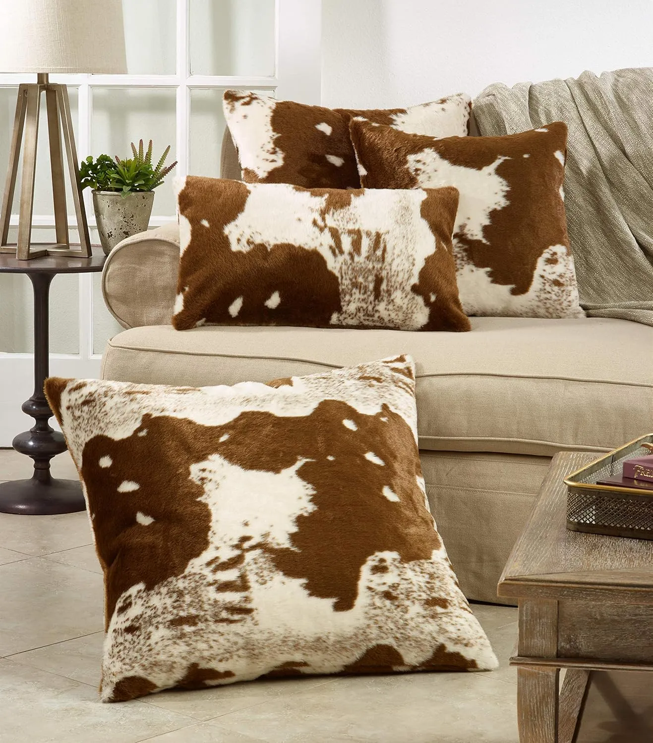 SARO LIFESTYLE Cowhide Design Faux Fur Pillow - Cover Only
