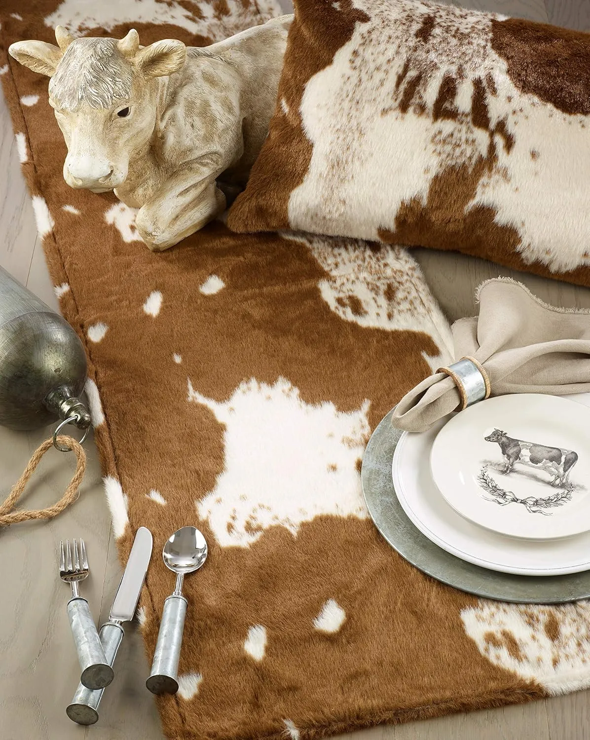 SARO LIFESTYLE Cowhide Design Faux Fur Pillow - Cover Only