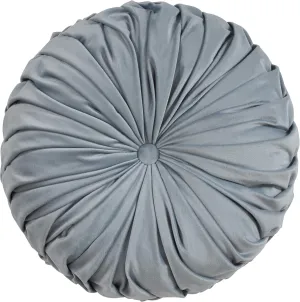 SARO LIFESTYLE Madison Collection Round Velvet Pintucked Throw Poly Filled Pillow, 14", Blue-Grey