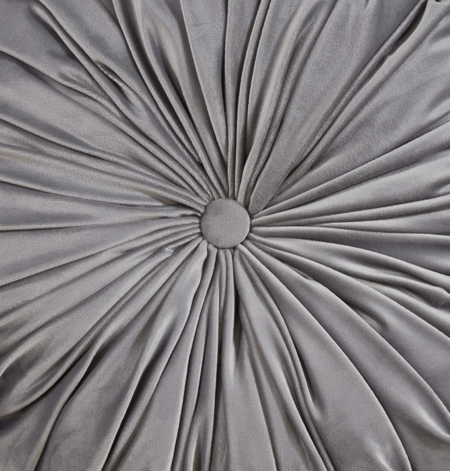 SARO LIFESTYLE Madison Collection Round Velvet Pintucked Throw Poly Filled Pillow, 14", Grey