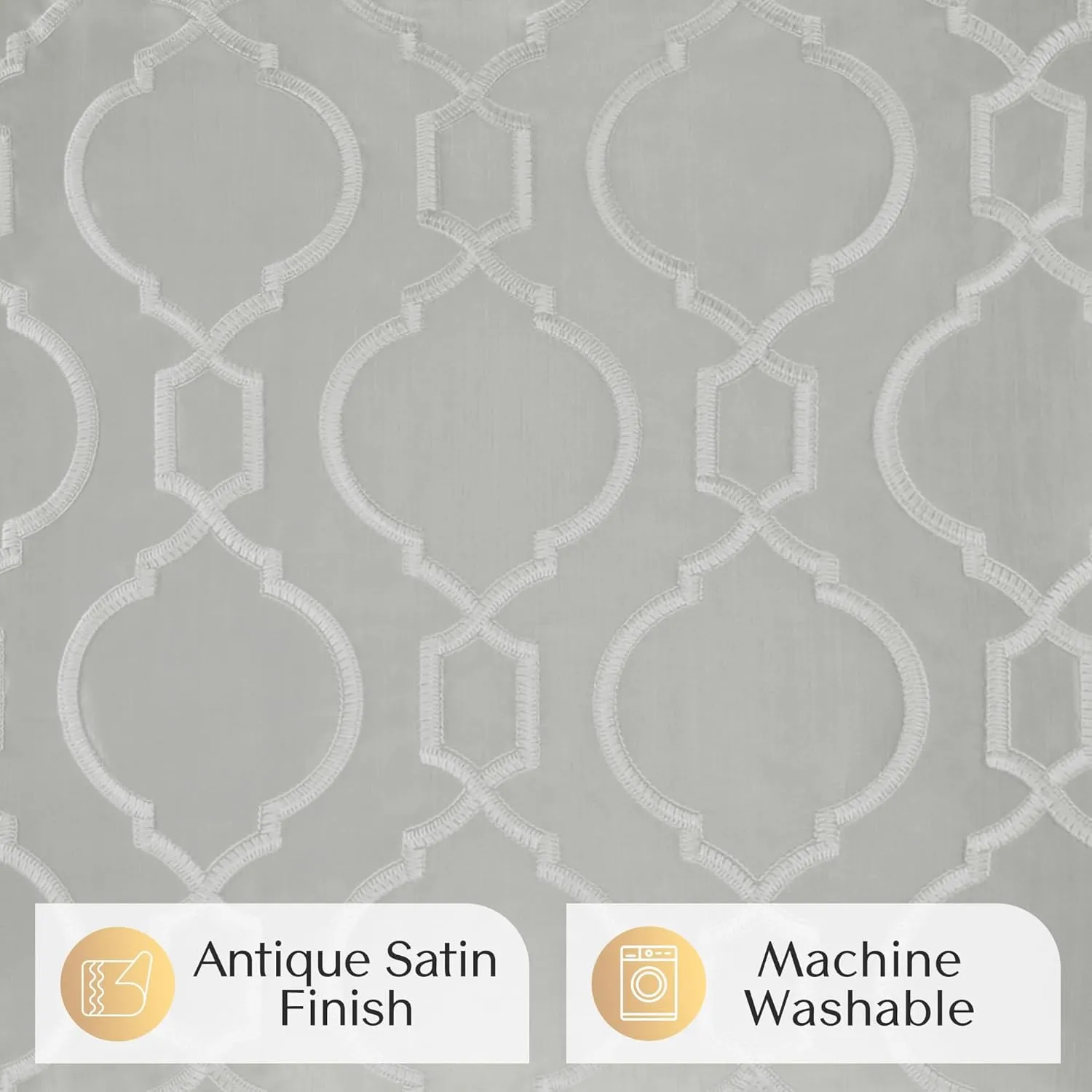 Satin Euro Sham. Ogee Embroidery 16th Century Luxurious Design, Piping Border, Soft Satin 26" x 26" Pillow Cover, Hidden Zipper (Cushion NOT Included) Montague, Silver
