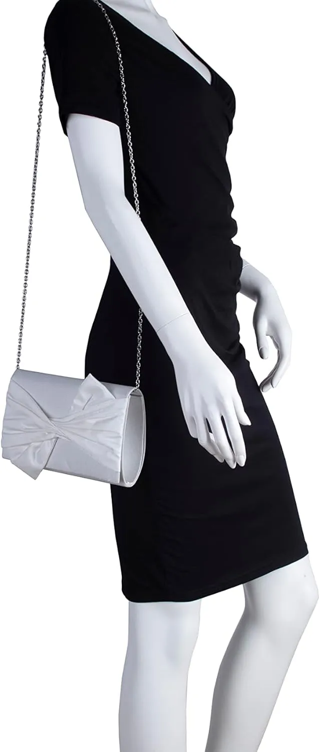 Satin Evening Bag Bow Flap Clutch Purse for Women Formal Party/Prom/Wedding…