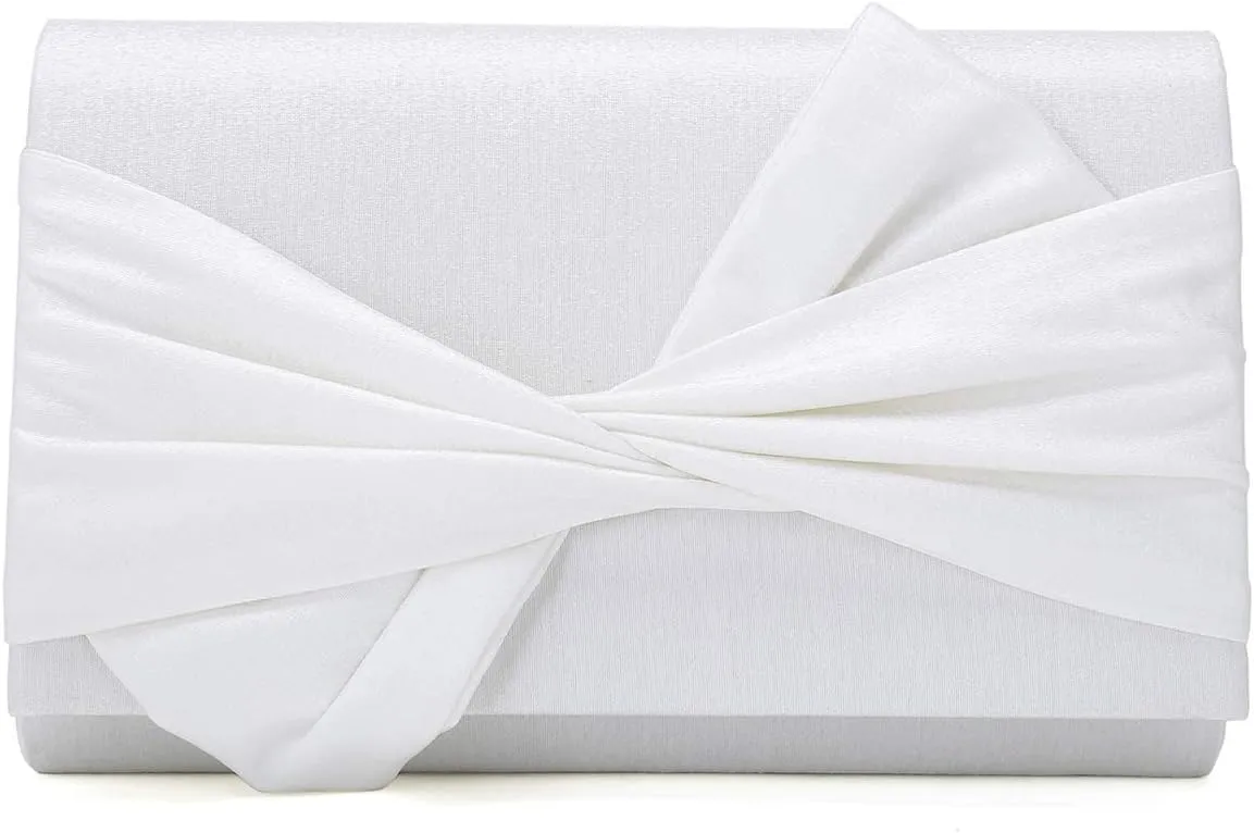 Satin Evening Bag Bow Flap Clutch Purse for Women Formal Party/Prom/Wedding…