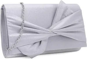 Satin Evening Bag Bow Flap Clutch Purse for Women Formal Party/Prom/Wedding…