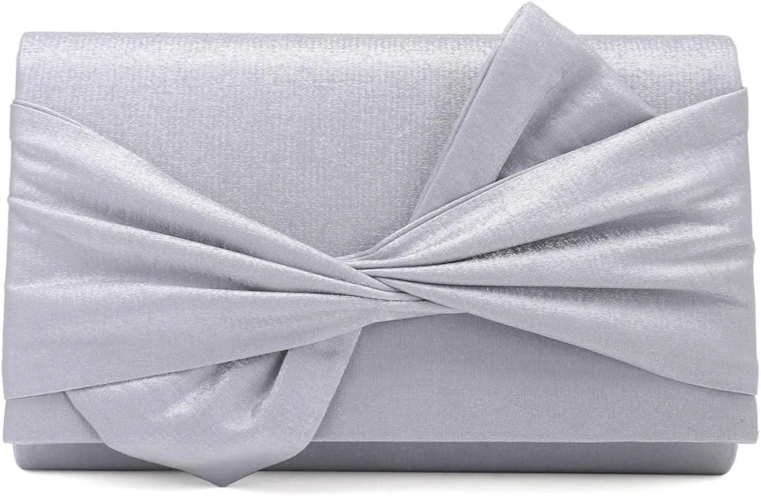 Satin Evening Bag Bow Flap Clutch Purse for Women Formal Party/Prom/Wedding…