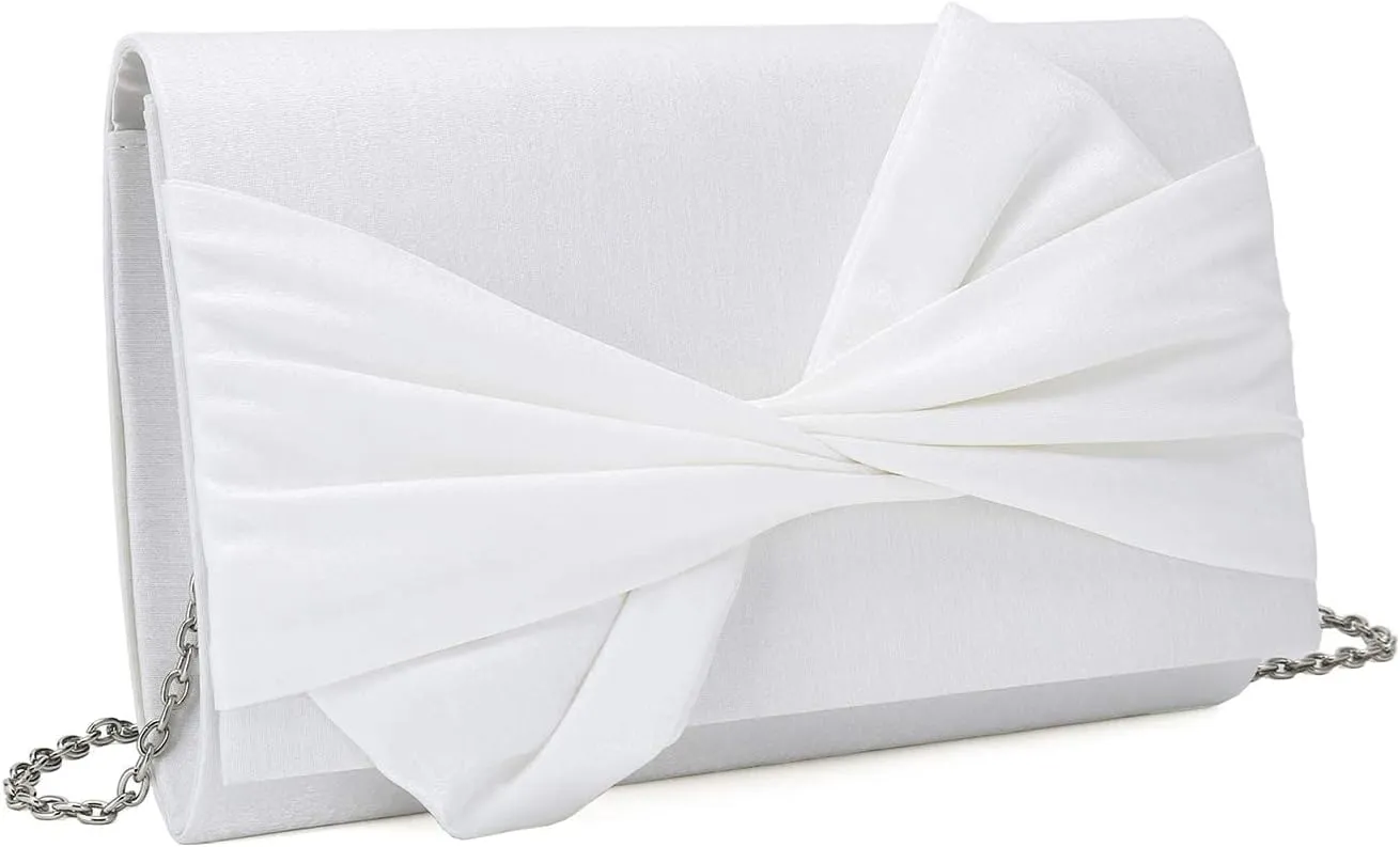 Satin Evening Bag Bow Flap Clutch Purse for Women Formal Party/Prom/Wedding…