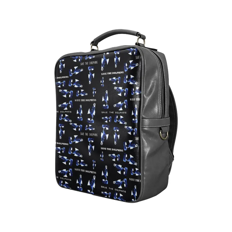 Save the Dolphins Leather Carry-On Backpack Bag