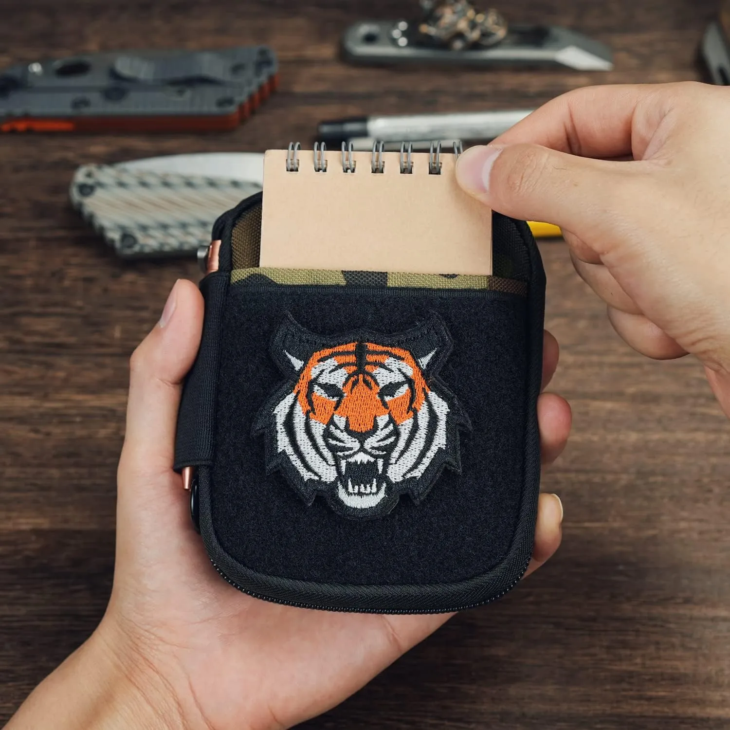 Sayram EDC Pouch, Pocket Organizer, Mighty Pouch for Men, EDC Bags with Patches, Small Tool Pouch with D-Ring