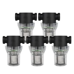 SEAFLO 1/2" Female NPT in-Line Strainer with 100 Mesh Stainless Steel Filter Screen – Clear Bowl for Easy Cleaning | Model SF-ST-12 (5-Pack)