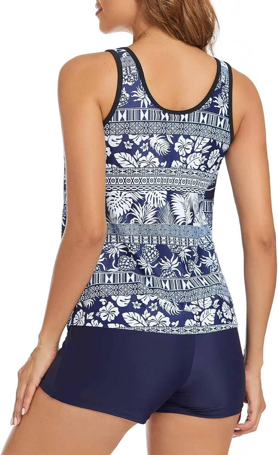 SEAFORM Tankini Swimsuits for Women 2 Piece Floral Print Tank Top with Tummy Control Boyshorts Women's Tankini Bathing Suits