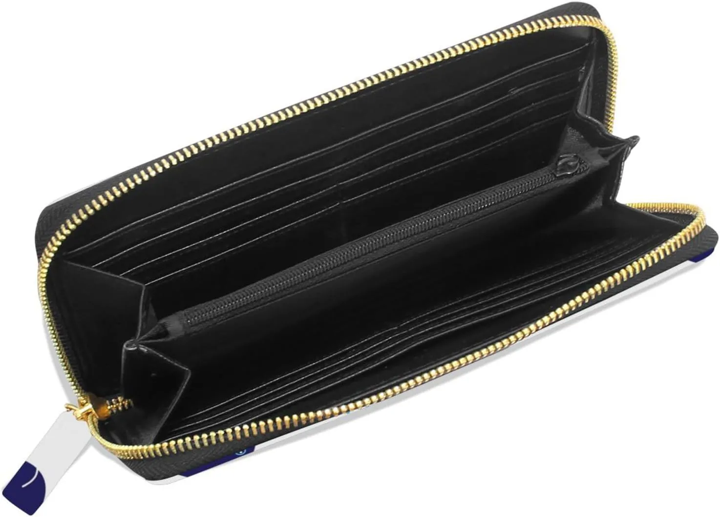 Seamless Ocean Waves Water Drop Circles Background with Blue Whales Leather Long Wallet Organizer with Zipper Purse Clutch Bag for Women Men Key Card Coin Passport Checkbook 8 x 4 inch