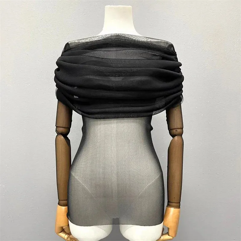 Semi-transparent Mesh Women's Long-sleeved Top