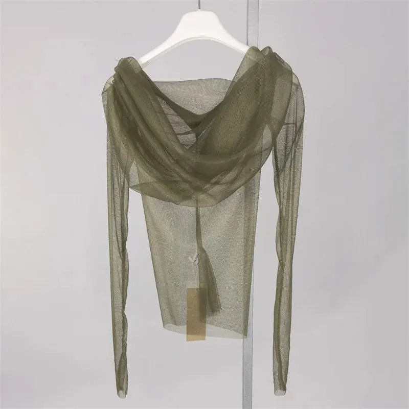 Semi-transparent Mesh Women's Long-sleeved Top