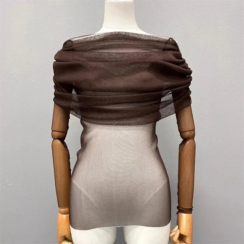 Semi-transparent Mesh Women's Long-sleeved Top