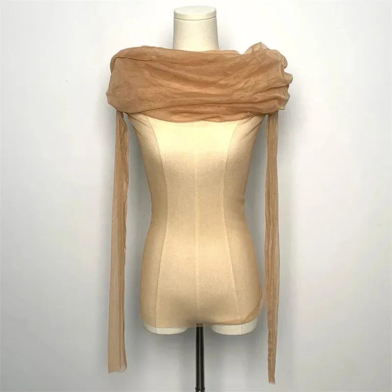 Semi-transparent Mesh Women's Long-sleeved Top