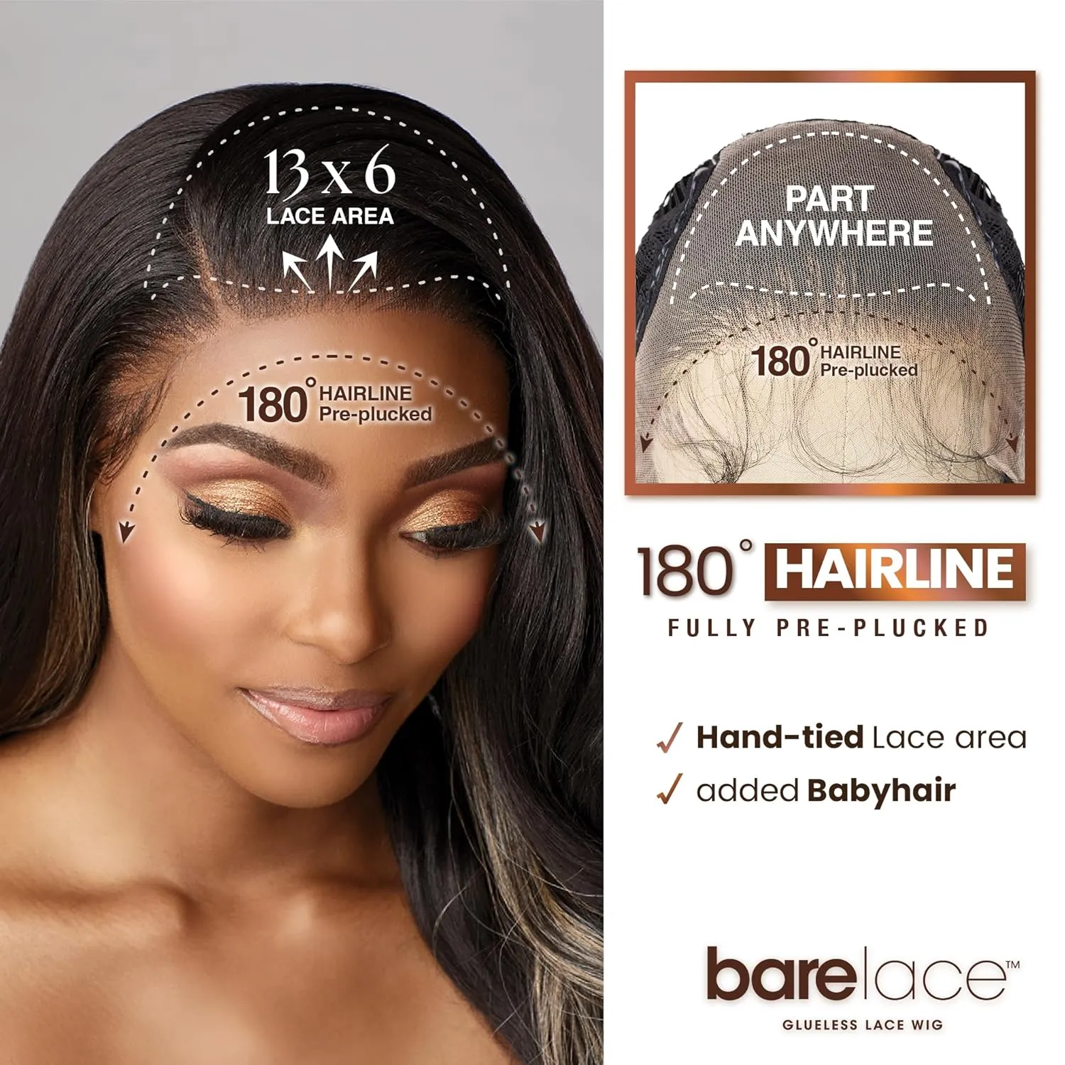 Sensationnel Bare Lace 13X6 Wigs - Unit 18 Lacefrontal Glueless Synthetic 180 Degree Preplucked Hairline (CHOCOLATECOPPER)