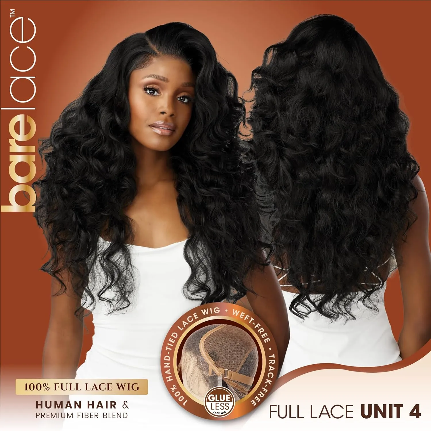 Sensationnel Bare Lace Fulllace Wig - Unit 4 Human Hair Blend All Lacefrontal Glueless Synthetic 180 Degree Preplucked Hairline (BALAYAGEGOLD)