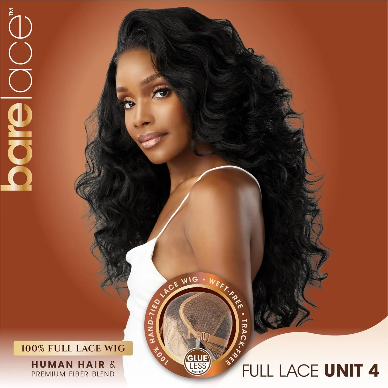 Sensationnel Bare Lace Fulllace Wig - Unit 4 Human Hair Blend All Lacefrontal Glueless Synthetic 180 Degree Preplucked Hairline (BALAYAGEGOLD)