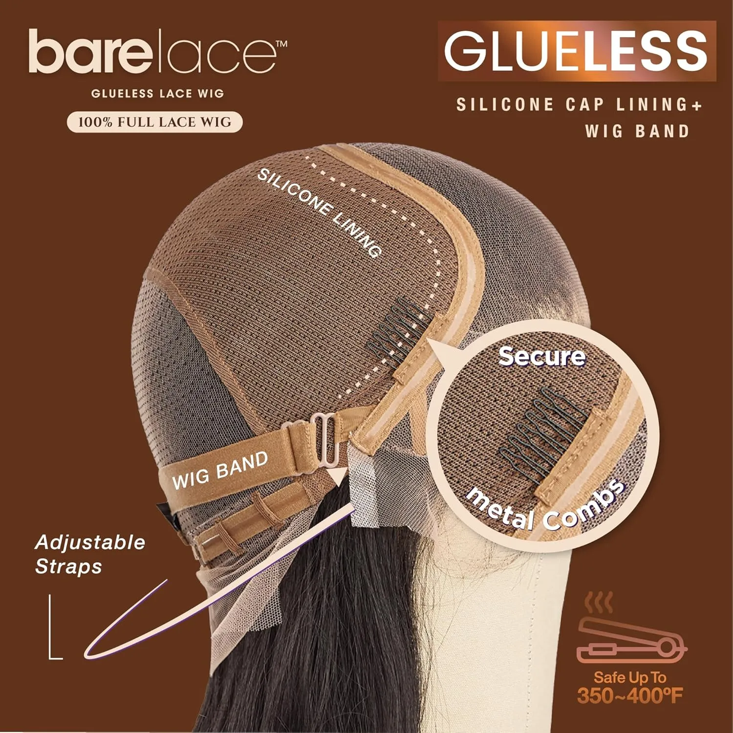 Sensationnel Bare Lace Fulllace Wig - Unit 5 Human Hair Blend All Lacefrontal Glueless Synthetic 180 Degree Preplucked Hairline (BALAYAGEHAZELNUT)