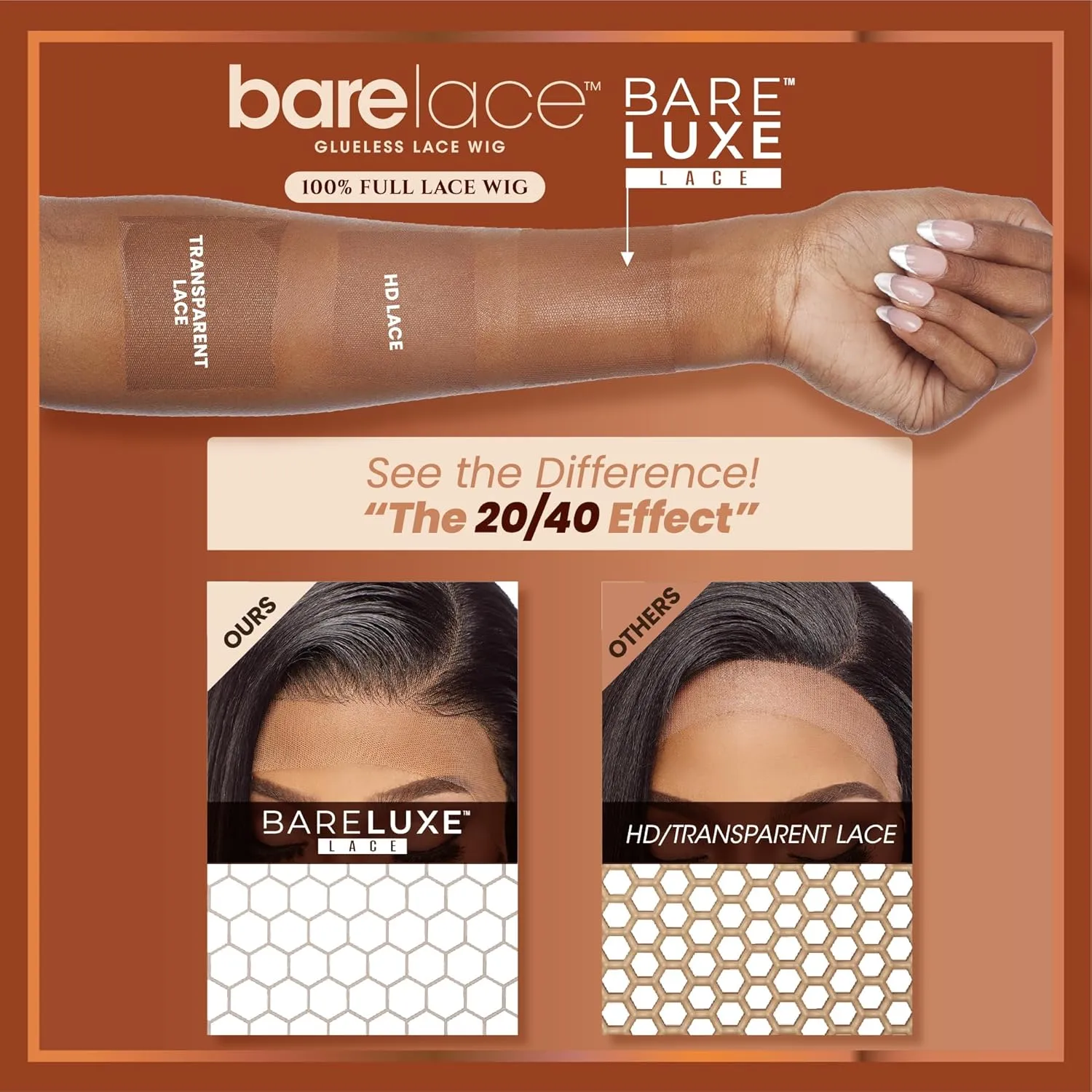 Sensationnel Bare Lace Fulllace Wig - Unit 5 Human Hair Blend All Lacefrontal Glueless Synthetic 180 Degree Preplucked Hairline (BALAYAGEHAZELNUT)