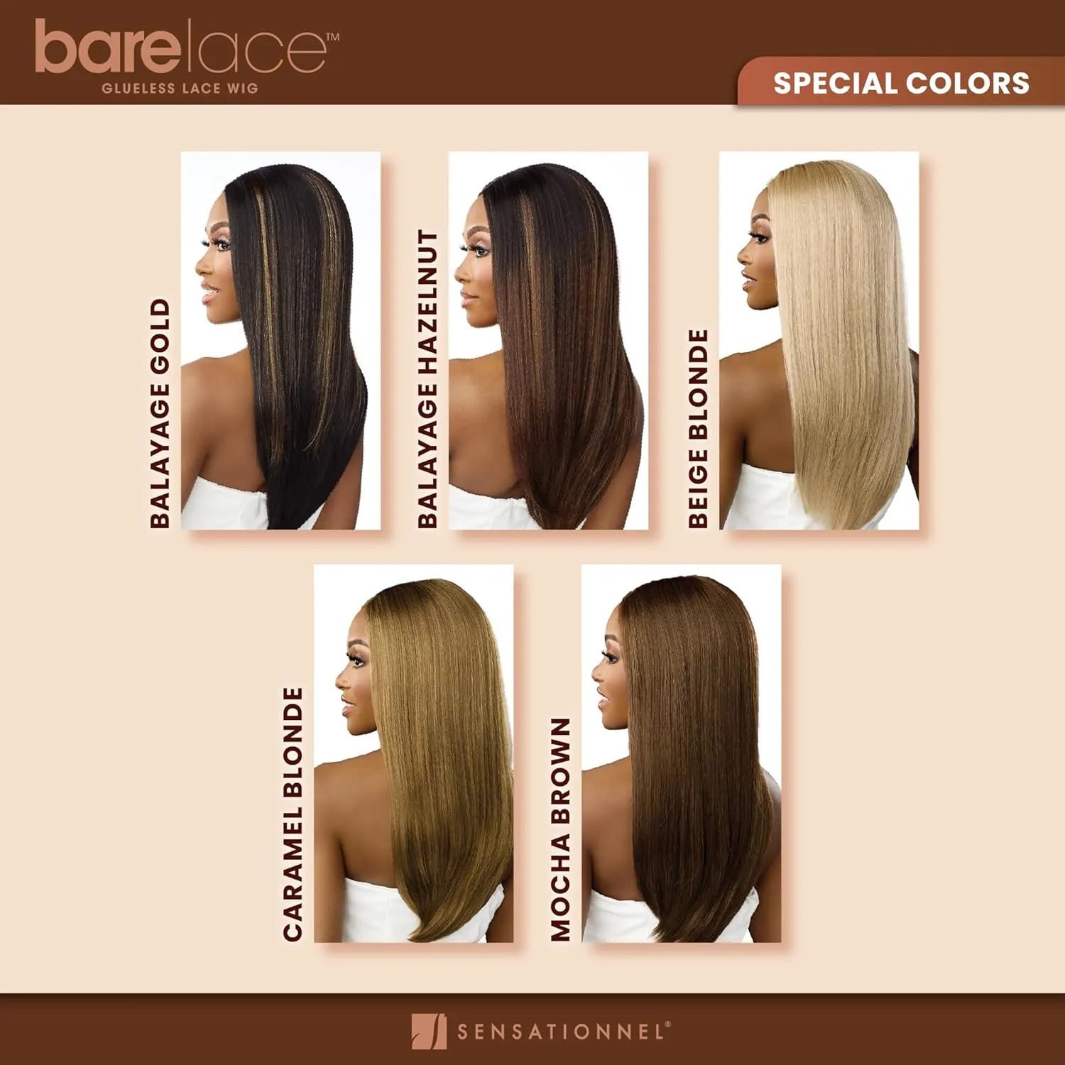 Sensationnel Bare Lace Fulllace Wig - Unit 5 Human Hair Blend All Lacefrontal Glueless Synthetic 180 Degree Preplucked Hairline (BALAYAGEHAZELNUT)