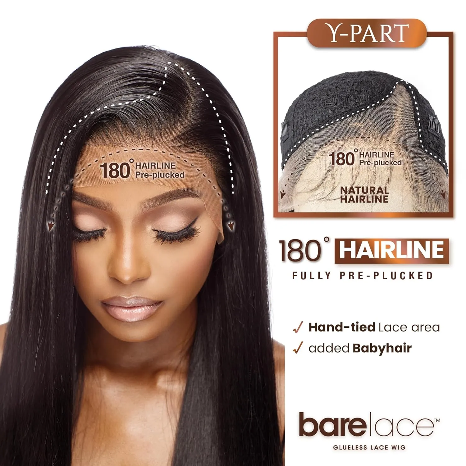 Sensationnel Bare Lace Ypart Lacewigs - Jordyn Lacefront Glueless Synthetic 180 Degree Preplucked Hairline (LT613/PINK)