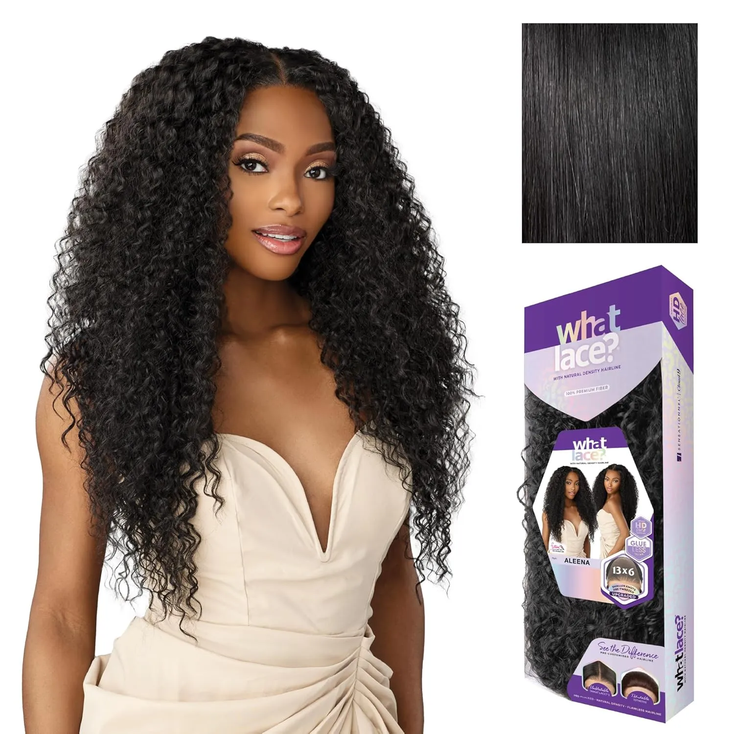 Sensationnel What Lace 13X6 Wigs - Aleena Lacefrontal Hand Tied Glueless Synthetic With Natural Density Preplucked Hairline (1 JETBLACK)