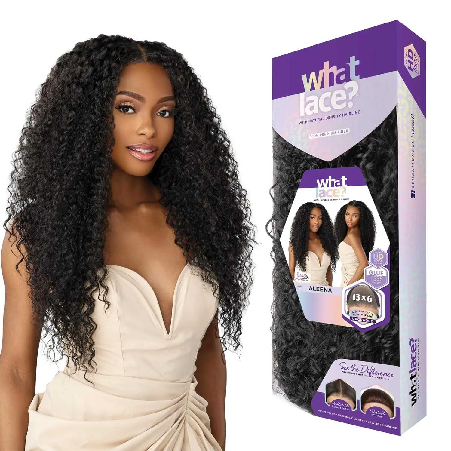 Sensationnel What Lace 13X6 Wigs - Aleena Lacefrontal Hand Tied Glueless Synthetic With Natural Density Preplucked Hairline (1 JETBLACK)