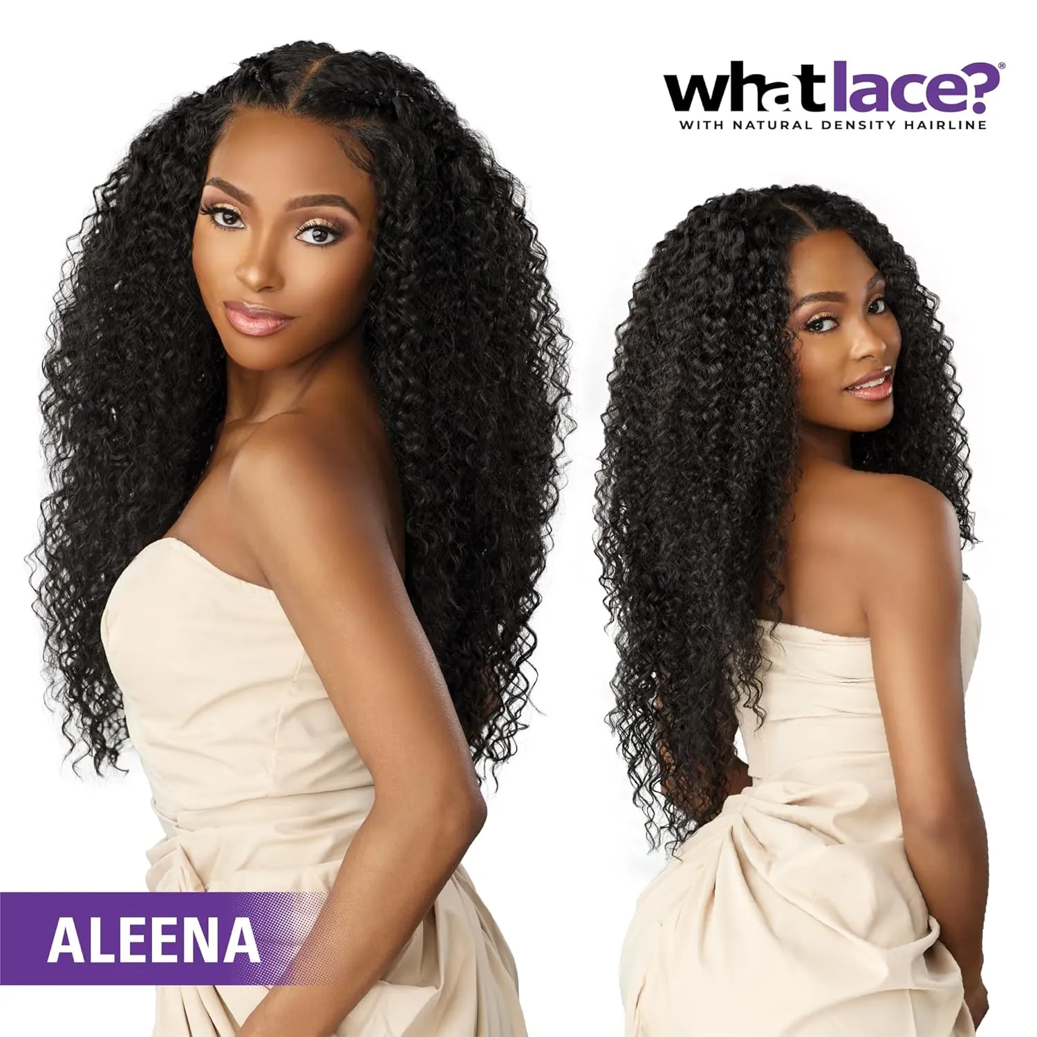Sensationnel What Lace 13X6 Wigs - Aleena Lacefrontal Hand Tied Glueless Synthetic With Natural Density Preplucked Hairline (1B OFFBLACK)