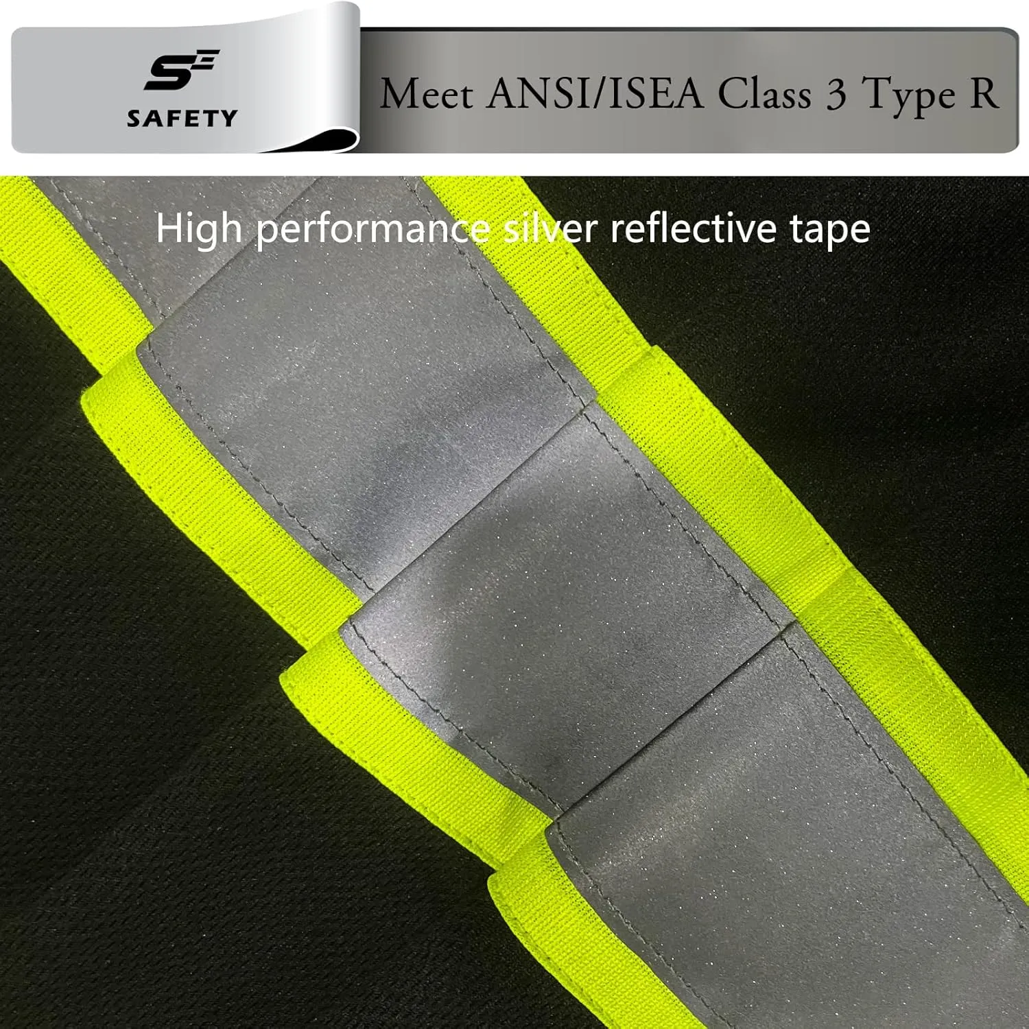 sesafety High Visibility Shirts for Mens Class 3 Hi Vis Reflective Construction Shirts for Men with Pocket Safety T Shirts for Men Work Shirt for Mens Short Sleeve Black Yellow Strips 5XL