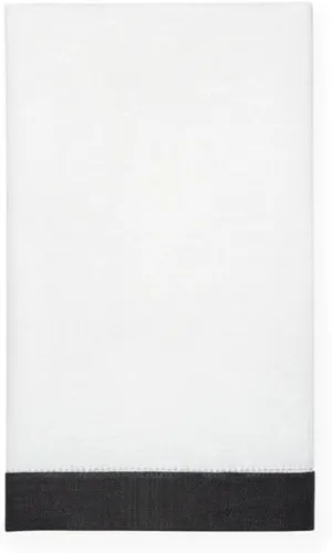SFERRA Filo Linen Guest/Tip Towels, Set of Two. White with Smoke Border