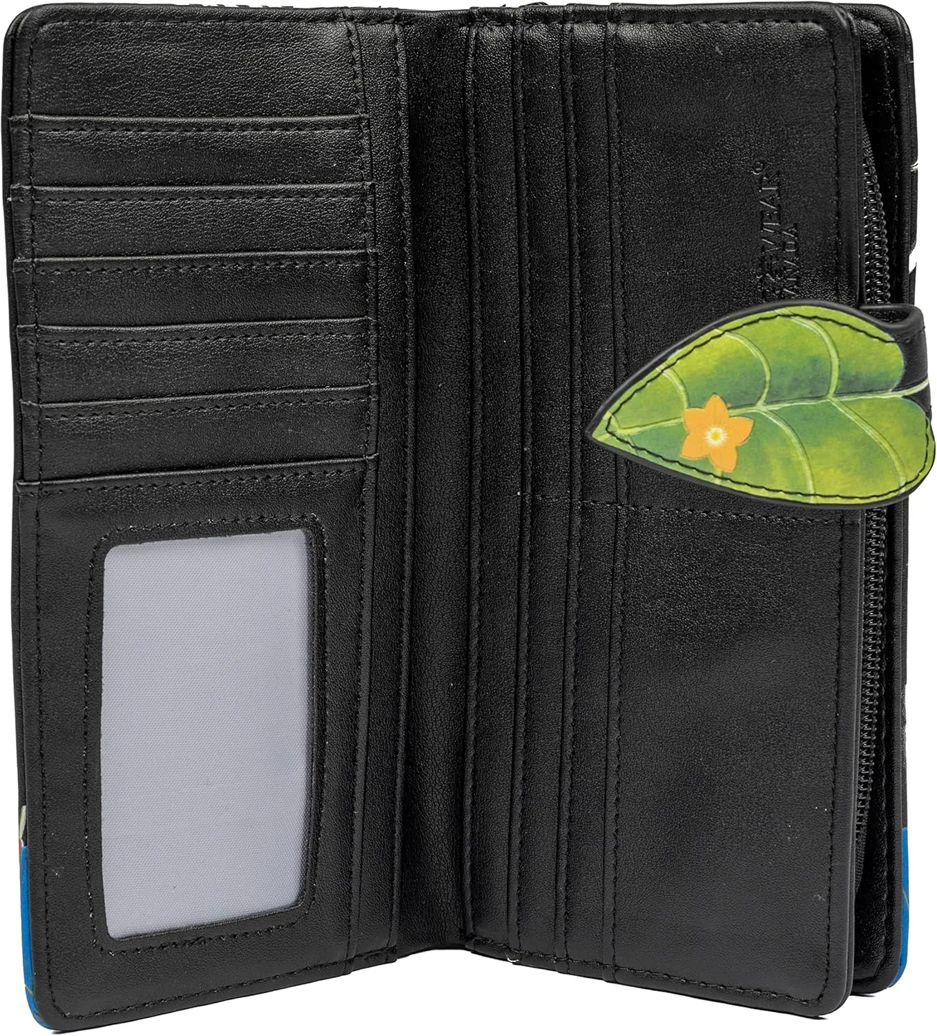Shag Wear Women's Premium Vegan Clutch Cardholder Wallet Zipper Purse with Pretty Sunset Frogs, Black