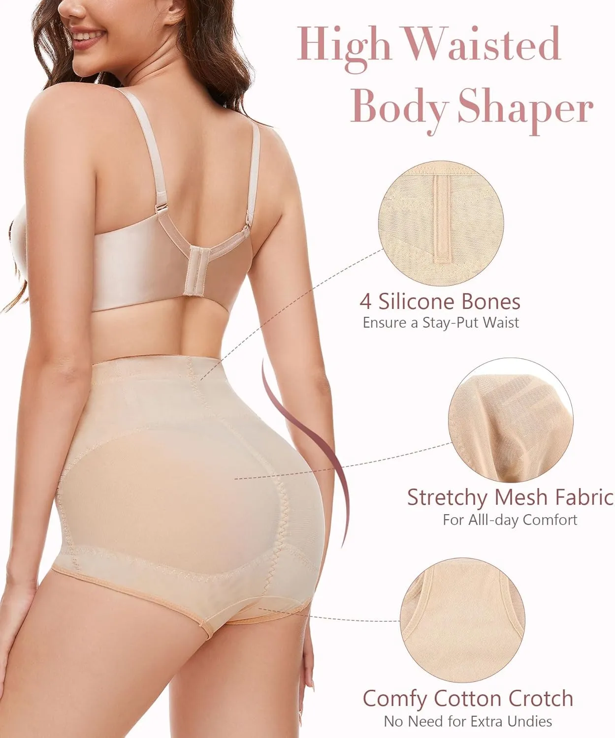 Shapewear Tummy Control Panties - Womens Shaping Underwear Compression Briefs Low Rise Cincher Bodyshaper Girdle Panty