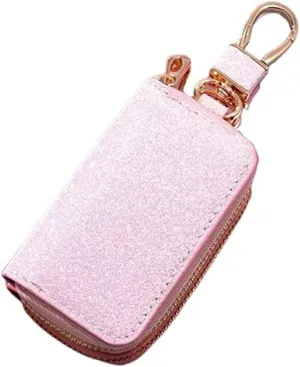 Shiny PU Pouch Zipper Holder Organizer Car Key Bag Keychain Wallet Fashion Simple(A2)