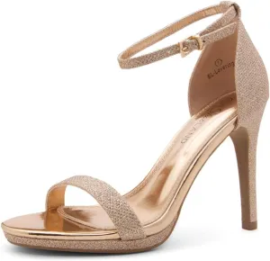 Shoe Land Women’s High Heels – Open Toe Stiletto Heels with Adjustable Ankle Strap | Dressy Sexy Strappy Heeled Sandals for Wedding, Prom, Party & Evening Wear